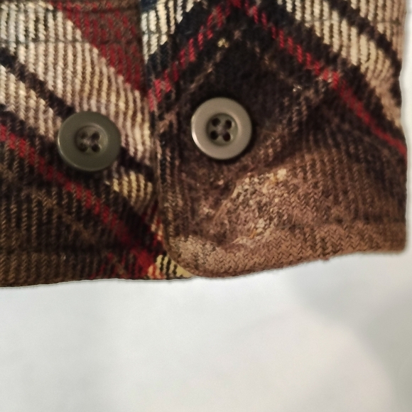 DICKIES LG 42-44 100% COTTON FLANNEL WORK SHIRT GRUNGE DISTRESSED FALL WINTER - Picture 7 of 9